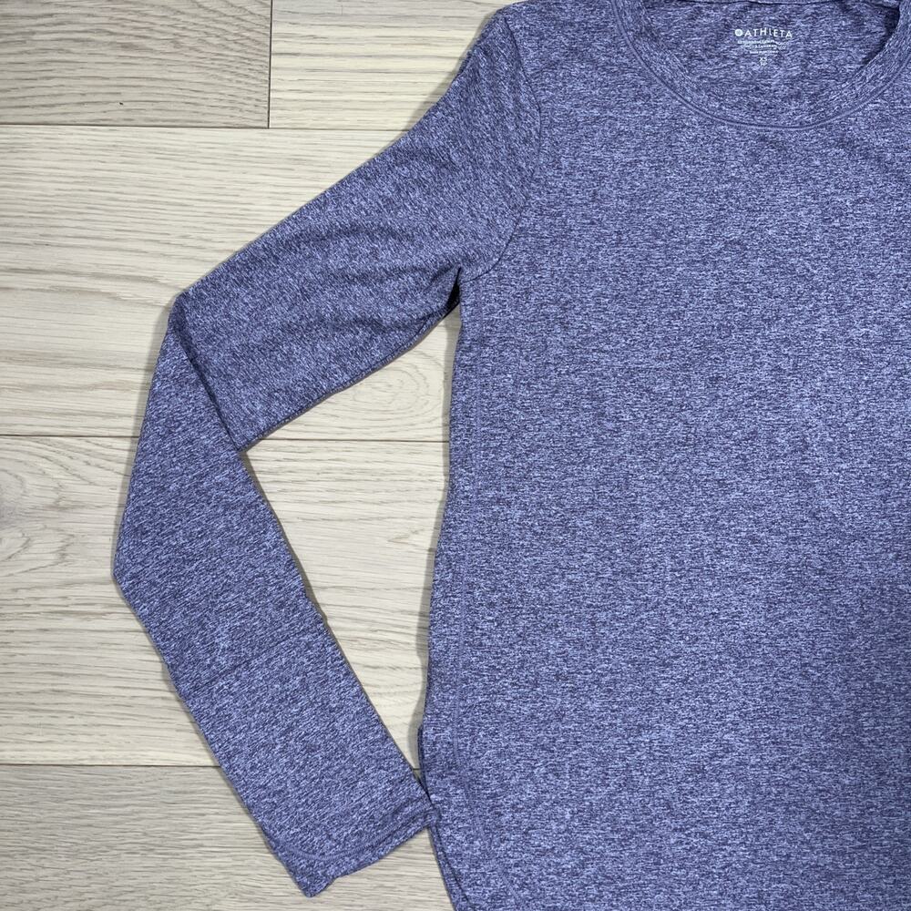 Athleta Womens Sz XS Performance T-Shirt Top Heathered Purple Stretch Athleisure - Picture 2 of 10